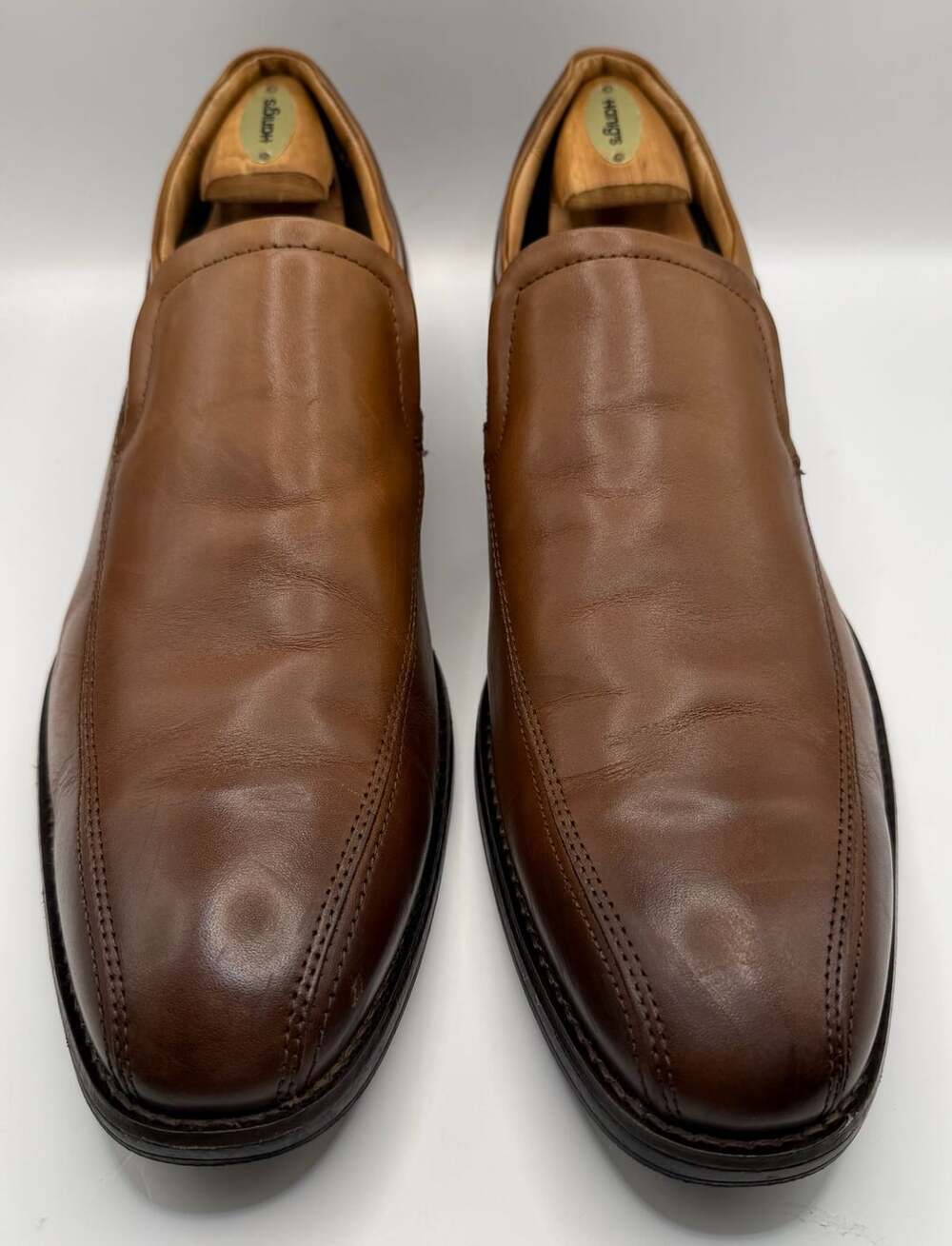 Johnston & Murphy Leather Slip-On Shoes Size 14 M Brown